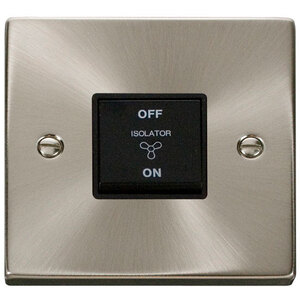 Satin  Brushed Chrome 10A 3 Pole Fan Isolation Switch