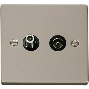 Pearl Nickel Satellite  Coaxial Socket 1 Gang
