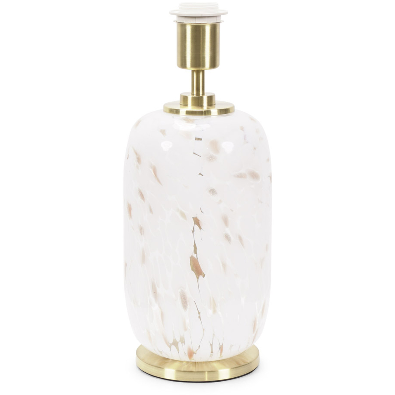 India White Confetti Glass Rounded Table Lamp Base - White