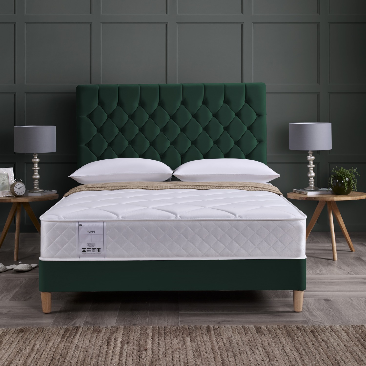 Primrose 2000 Pocket Sprung Memory Foam Mattress - White King Polyester Satin