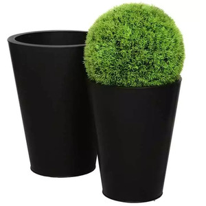 Black Galvanised Zinc Cone Planter with Drainage