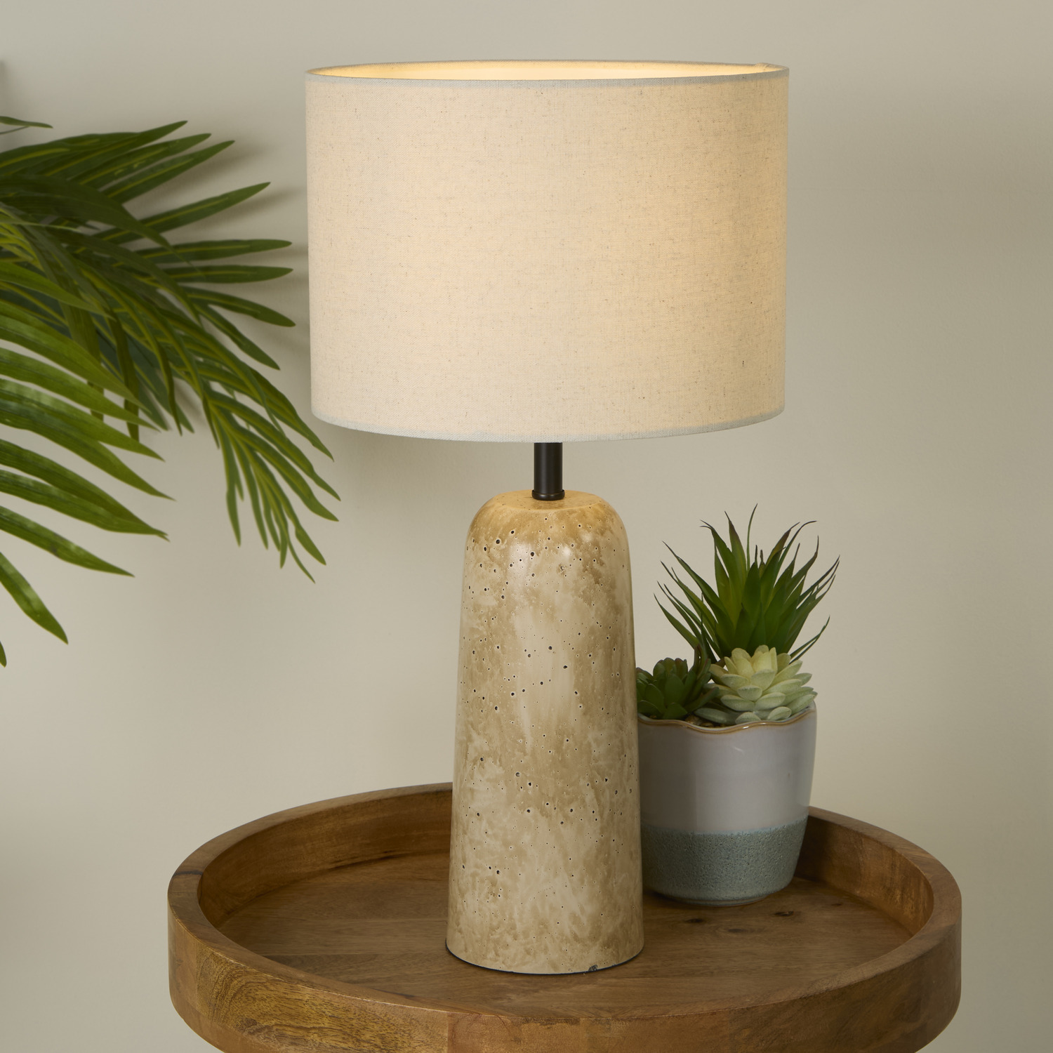 Image of Agra Travertine effect table lamp -&hellip;
