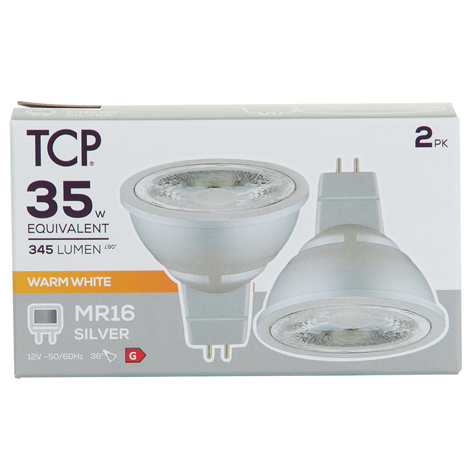 TCP LED Silver MR16 345L Warm White Bulbs - Warm White / 2