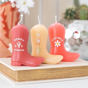 Set of 3 Howdy Cowboy Boot Candles