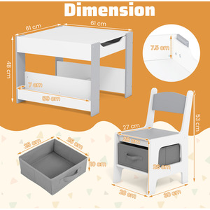 4 in 1 Toddler Activity Table Chair Set