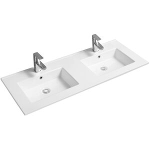 Ceramic 121cm Thin-Edge Double Inset Basin with Rectangular Bowl