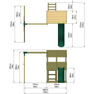 Arches / 222cm Wooden Lookout Tower Playhouse with 6ft Slide shot 7756870
