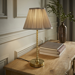 Maeve Brushed Gold Bobble Table Lamp with Pleated Scallop Shade