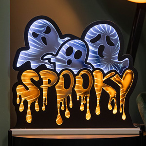 Spooky Ghost Halloween Infinity Light with LEDs