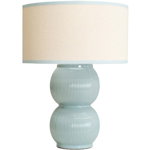 Gemma Stacked Ribbed Ceramic Table Lamp with Drum Shade