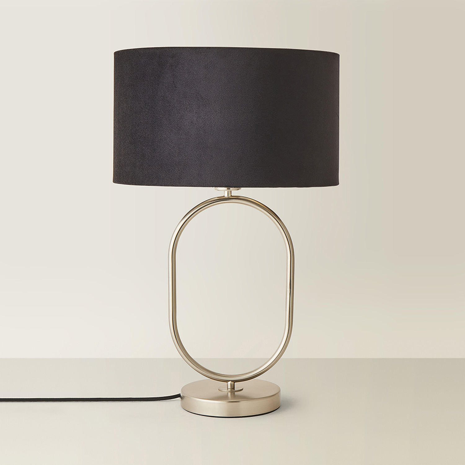 Image of Antonia Brushed Chrome Oval Table Lamp&hellip;