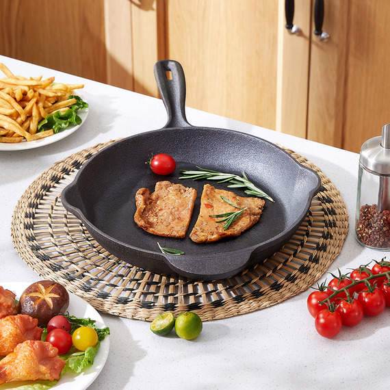 Round Cast Iron Frying Pan with Handle