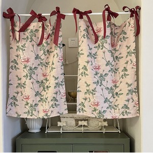 Rose Printing Tie-Up Curtain