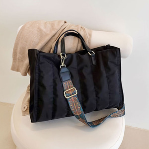 Handbag with Multicolor Striped Shoulder Strap