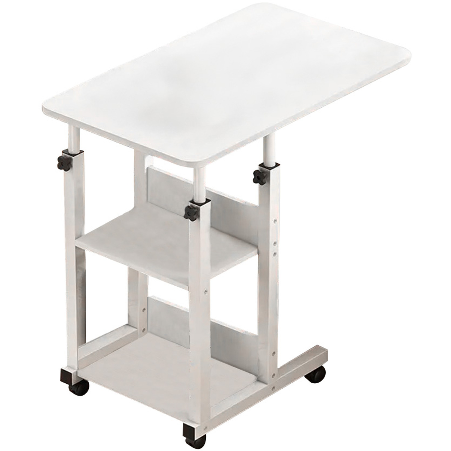 Adjustable Overbed Desk With Wheels - White