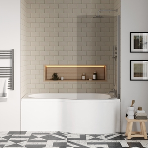 Right Hand Bath Curved 6mm Safety Glass Screen and Front Panel 1700mm