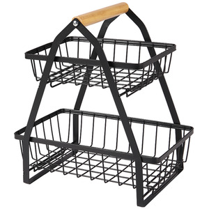 Livingandhome Detachable Fruit Basket with Wooden Handle
