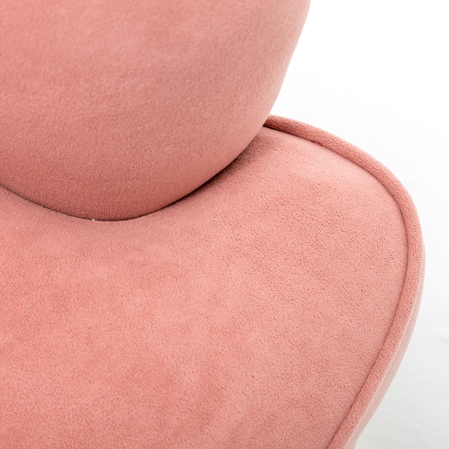 Curved Back Single Armchair With Lumbar Pillow And Footstool - Pink