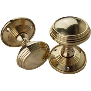 Lined Reeded Mortice Unsprung Door Knob Set