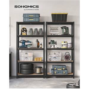 SONGMICS Heavy Duty Shelving Units Set of 2, Adjustable Steel Shelves