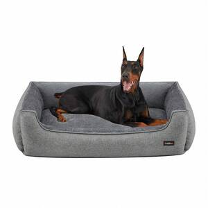 Feandrea Linen-Look Dog Sofa Bed with Washable Cover