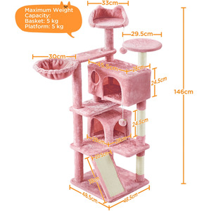 Pink Yaheetech 146cm Plush Cat Tree  shot 9763401