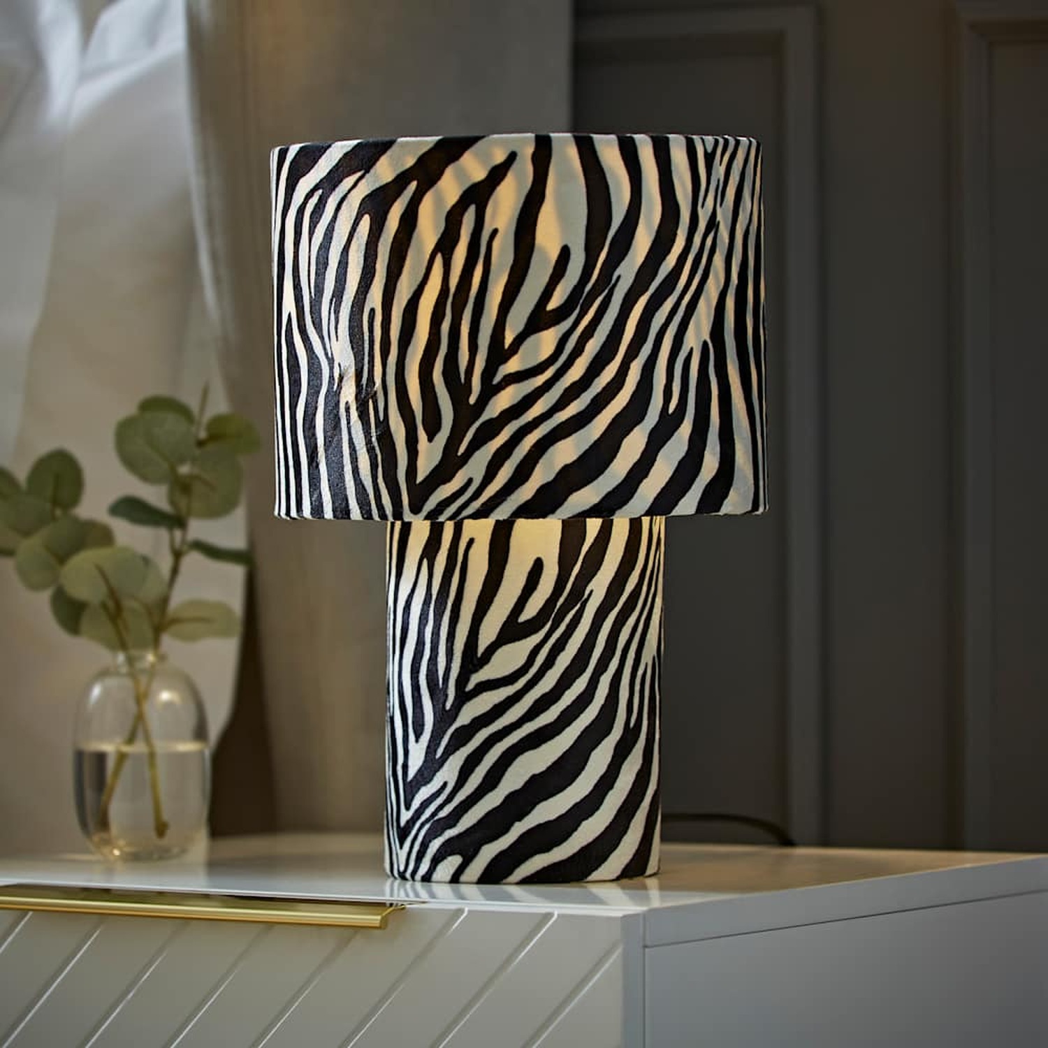 Image of Nessa Zebra Pattern Velvet Table Lamp&hellip;