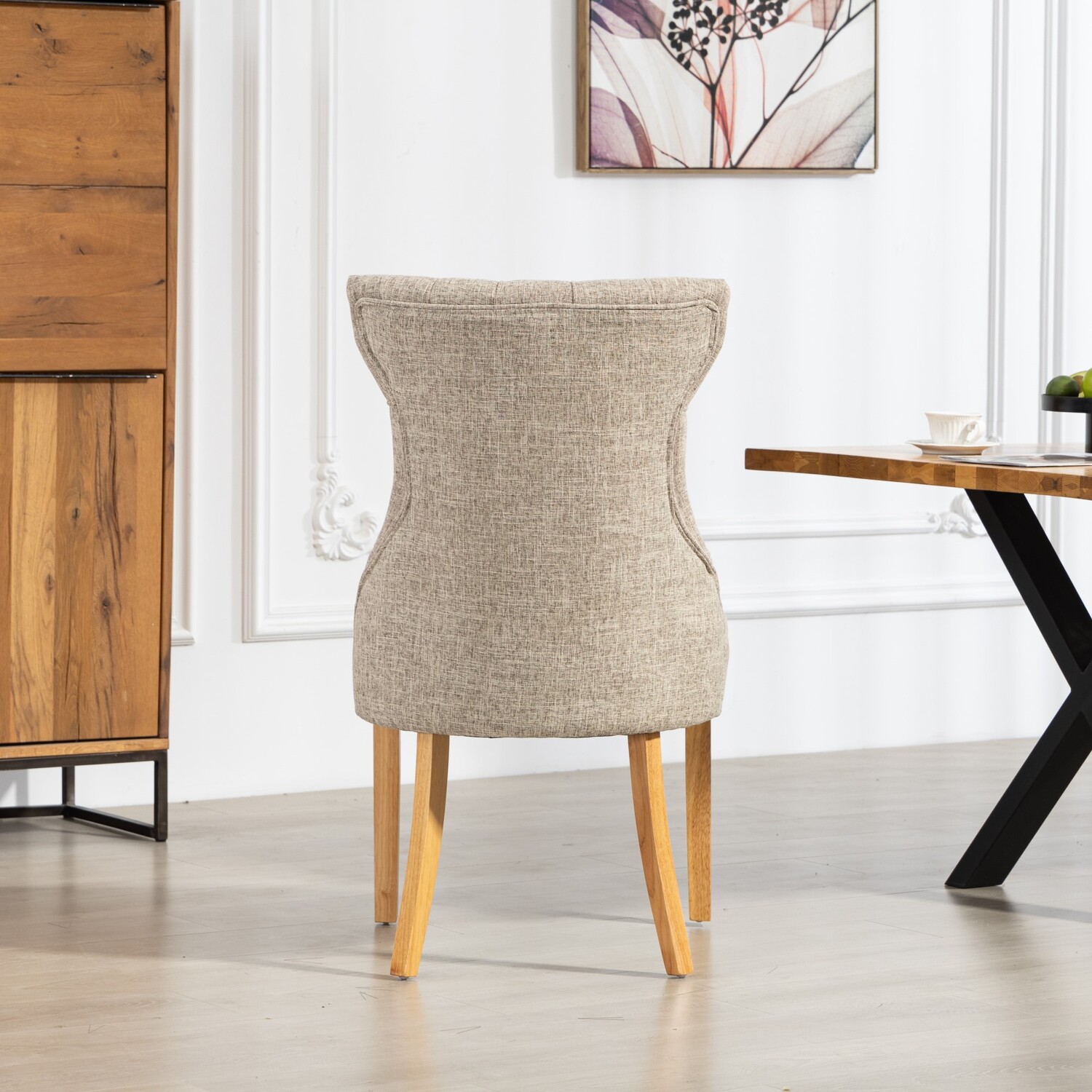 Tiana Fabric Dining Chairs - Set Of 2 - Light Brown