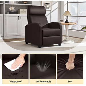 Brown / Composite Board, Foam, Iron, PU Leather Yaheetech Upholstered Armchair Recliner Chair shot 10324520