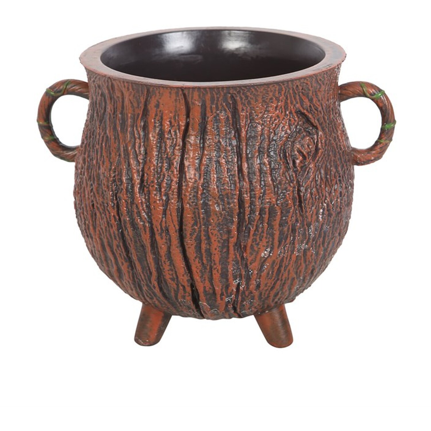 Pentagram Bark Effect Cauldron Plant Pot For Herbs - Brown