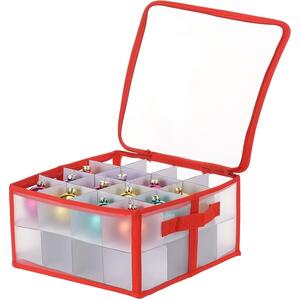 Christmas Bauble Storage Box for 32 Pcs Clear Foldable 2 Tier