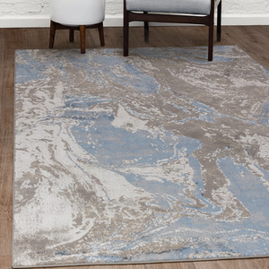 Smart Ritz Rugs Ritz Metallic Abstract Blue Living Area Rug