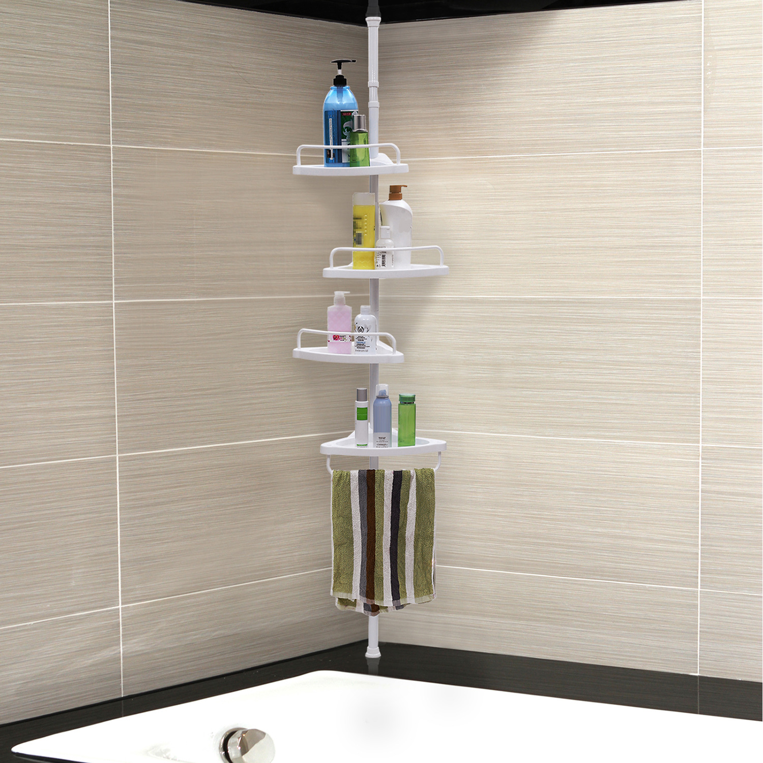 Songmics Adjustable 4-tier Shower Corner Shelf - White