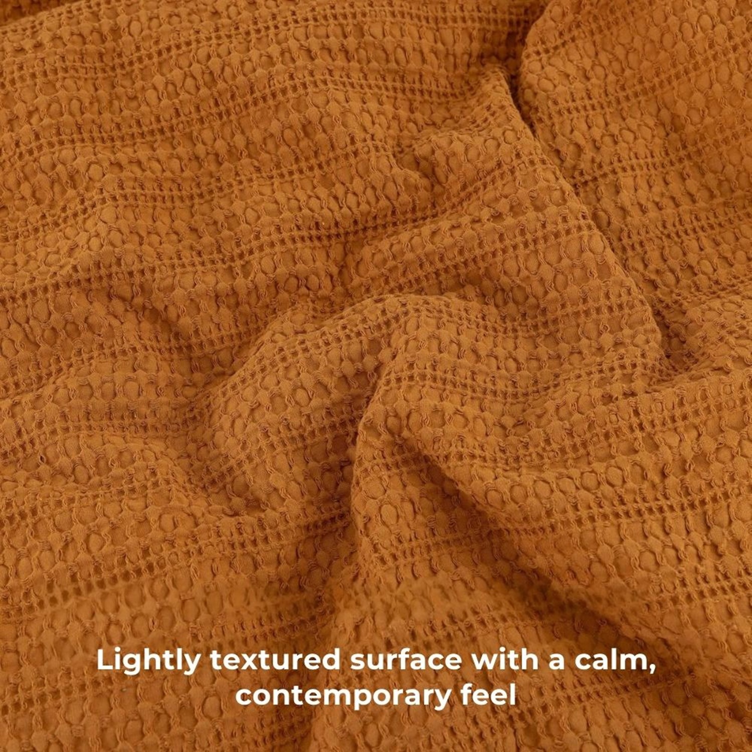 Chunky Waffle Duvet Cover Set Tan - Brown Single