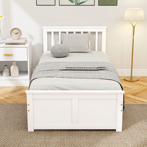 HOMCOM 3ft Single Pine Bed Frame with 2 Drawers Headboard