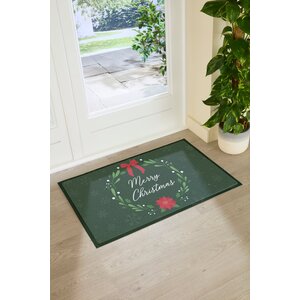 Merry Christmas Wreath Large Doormat