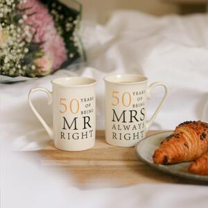 2pc 50th Anniversary New Bone China Mug Set - 300ml