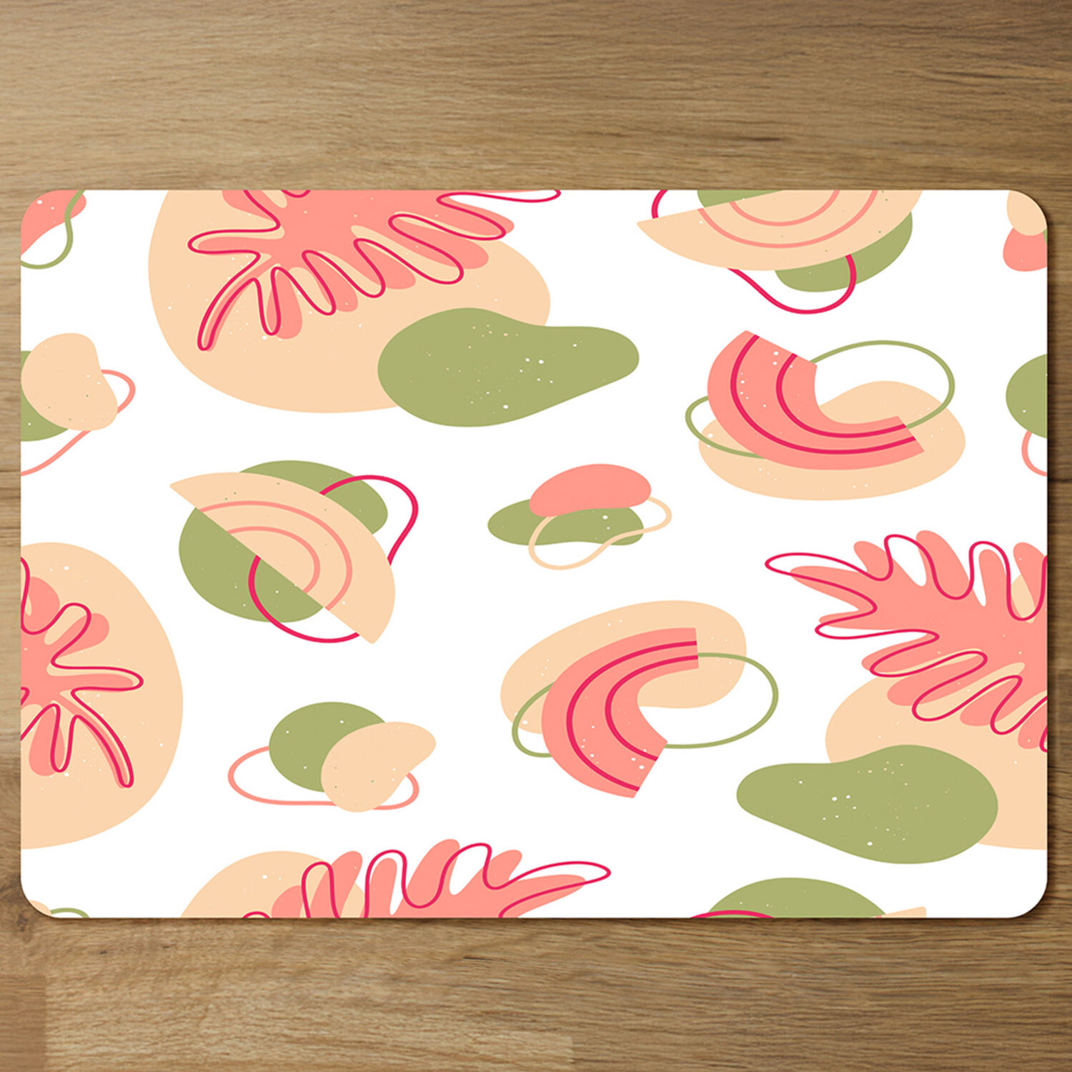 Botanical elements with line art Designer Placemat Set - Pink