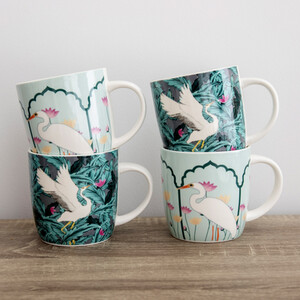 KitchenCraft 4-Piece Exotic Bird Coffee Mug Set