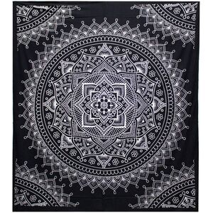 BW Double Cotton Bedspread  Wall Hanging Lotus Flower
