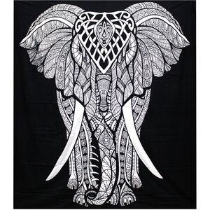 BW Double Cotton Bedspread  Wall Hanging Elephant