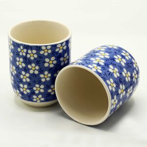 Elegant Blue Daisy Herbal Tea Cup Set
