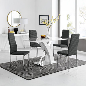 Atlanta White High Gloss Dining Table And 4 Milan Dining Chairs Set