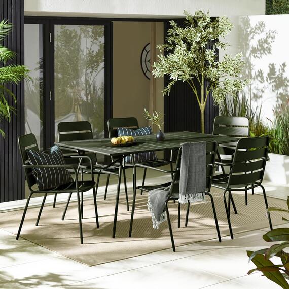 Leros Metal 6 Seat Garden Dining Set