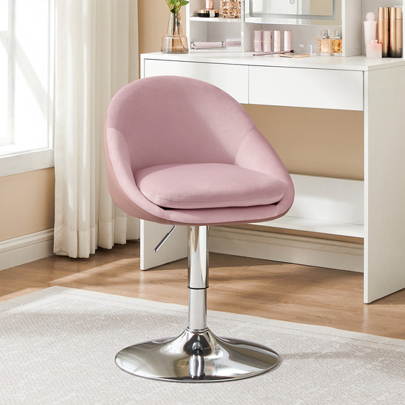 VASAGLE Adjustable Dressing Chair, Office Chair, Swivel Stool with Backrest
