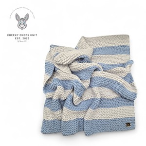 Large LtGy Blue Striped Baby Blanket