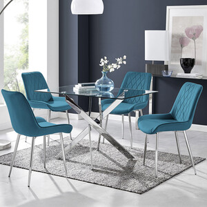 Leonardo Table With Four Pesaro Silver Leg Chairs