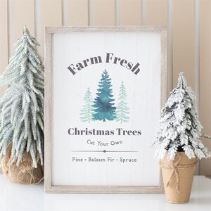 Farm Fresh Christmas Trees Wall Art - Rustic Holiday Decor Print