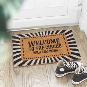 Welcome to the Circus Doormat Wild Kids Inside, Black White