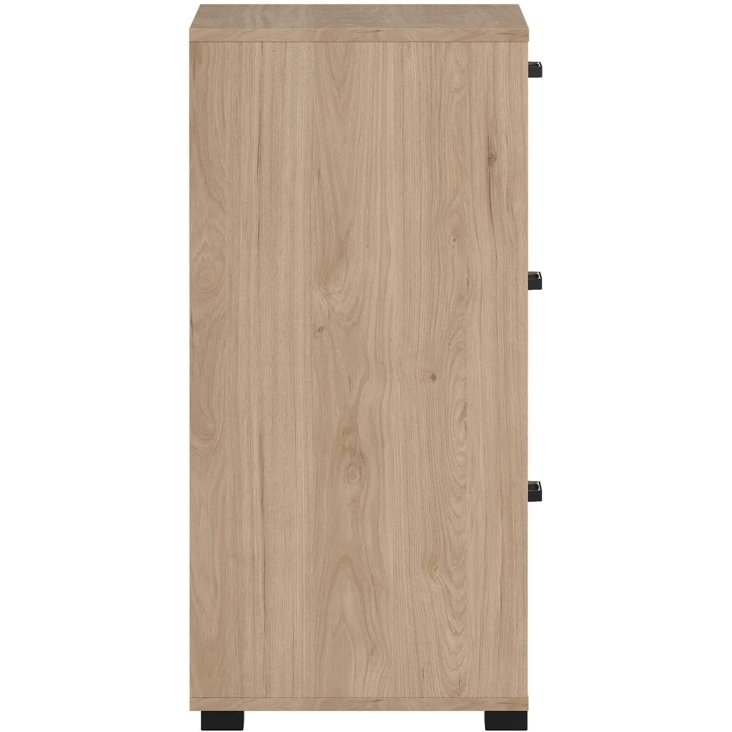 Stuttgart 3-Drawer Chest Natural Oak with Black Metal Handles - Natural